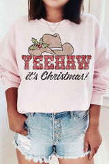 YEEHAW Country Christmas Plus Size Sweatshirt - Festive Holiday Pullover