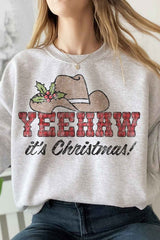 YEEHAW Country Christmas Plus Size Sweatshirt - Festive Holiday Pullover