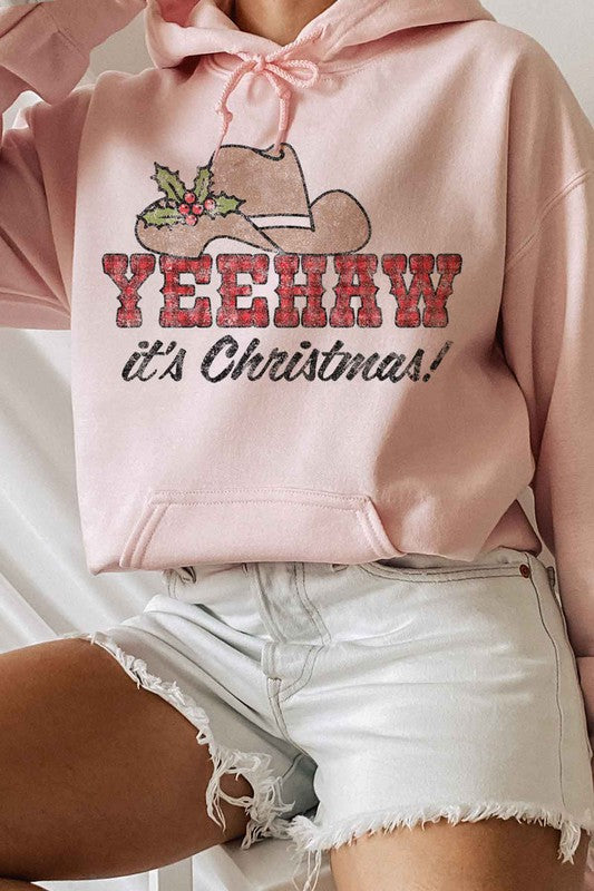 Yeehaw Country Christmas Graphic Hoodie - Festive Holiday Sweatshirt