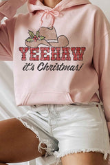 Yeehaw Country Christmas Hoodie Plus Size - Festive Holiday Sweatshirt