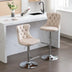 Beige Velvet Swivel Barstools with Backs, Adjustable Height, Chrome Base, Set of 2 - Minihomy