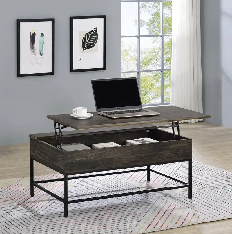 Brown Lift Top Coffee Table - 39 Inch Modern Coffee Table with Storage