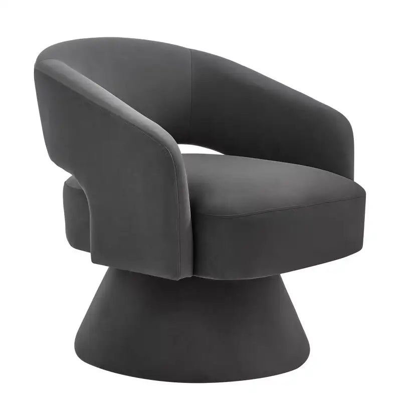 Modern Velvet Swivel Chair - Dark Gray Accent Chair for Living Room