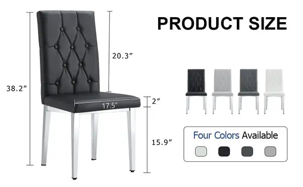 Modern Dining Chair Set of 4 | Upholstered Kitchen Chairs with Button Tufted Backrest | Metal Legs for Restaurant, Office & Home - Minihomy