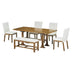 Farmhouse 76" Extendable Dining Table Set with Chairs & Bench - Dark Brown - Minihomy