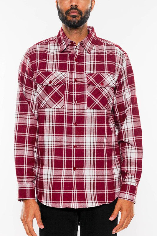 Long Sleeve Flannel Full Plaid Checkered Shirt