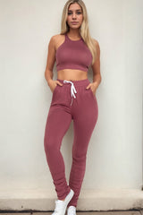 Women's Crop Top & Ruched Drawstring Pants Set - Casual Summer Outfit