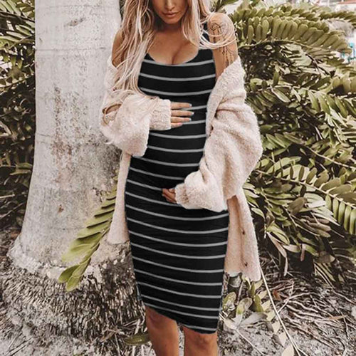 Striped Maternity Vest Dress