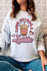 Plus Size I Love My Mom a Latte Graphic Sweatshirt