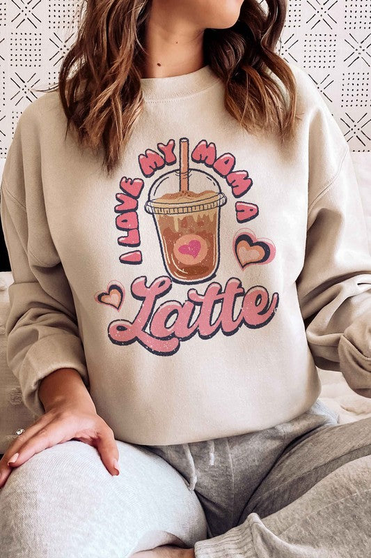 Plus Size I Love My Mom a Latte Graphic Sweatshirt