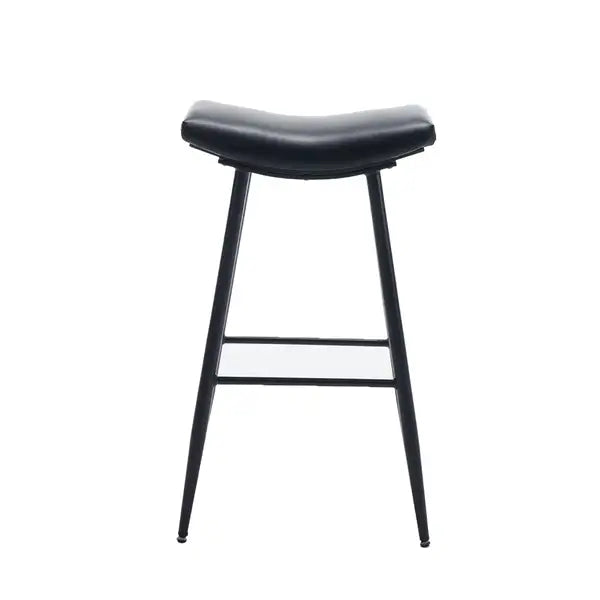 Counter Height Bar Stools Set of 2 - PU Upholstered, Black, with Footrest - Minihomy