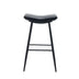 Counter Height Bar Stools Set of 2 - PU Upholstered, Black, with Footrest - Minihomy