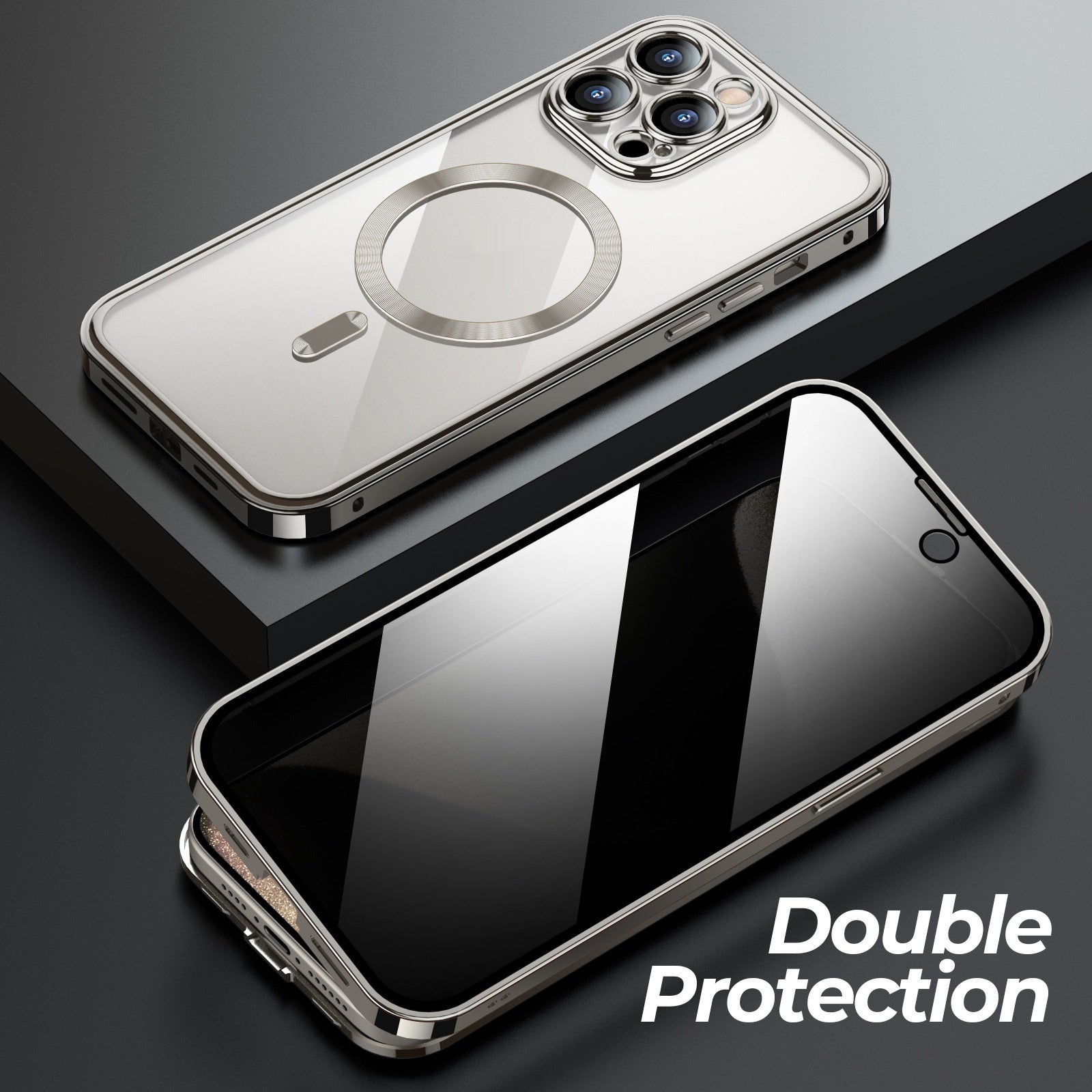 Full Protection Phone Case with Magnetic Wireless Charging & Double Lens