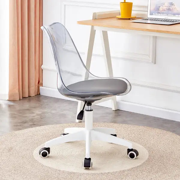 Modern Home Office Desk & Chair Set - Adjustable Rotating Chair, Smoke Gray - Minihomy