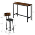 3-Piece Bar Table Set with Backrest Stools - Kitchen, Restaurant, Coffee Shop - Minihomy