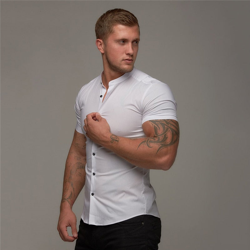 Summer Shirt  Fitness Clothing Cotton Tops Short Sleeve Sports Casual Breathable Shirt