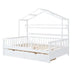 Full Size Wooden House Bed with Storage - White - Kids Bed with 2 Drawers - Minihomy