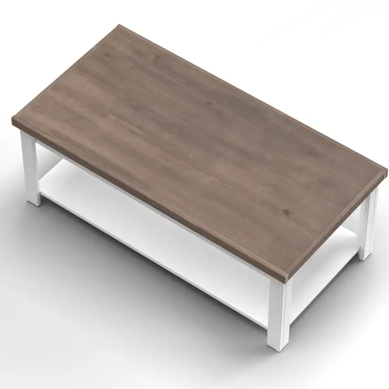 Hampton 48" Coffee Table - Whitewash & Barnwood, Ready-to-Place