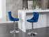 Blue Velvet Swivel Bar Stools with Backs - Adjustable Height (25-33"), Chrome Base, Set of 2 - Minihomy