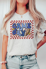 Plus Size Retro Checker Game Day Graphic T-Shirt