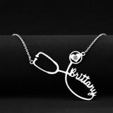 Customized Stainless Steel Stethoscope Name Necklace for Women Jewelry Gift