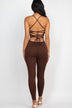 Criss-Cross Open Back Bodycon Jumpsuit - Minihomy