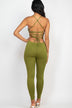 Criss-Cross Open Back Bodycon Jumpsuit - Minihomy