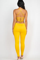 Criss-Cross Open Back Bodycon Jumpsuit - Minihomy