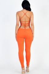 Criss-Cross Open Back Bodycon Jumpsuit - Minihomy