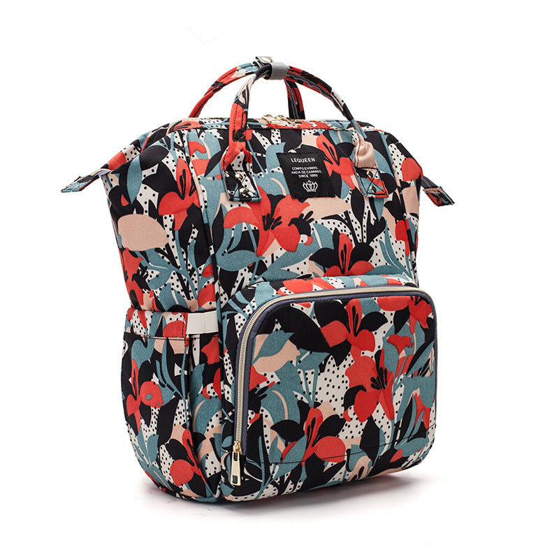 Maternity Multifunctional Maternity Bag Waterproof Floral Diaper Backpack
