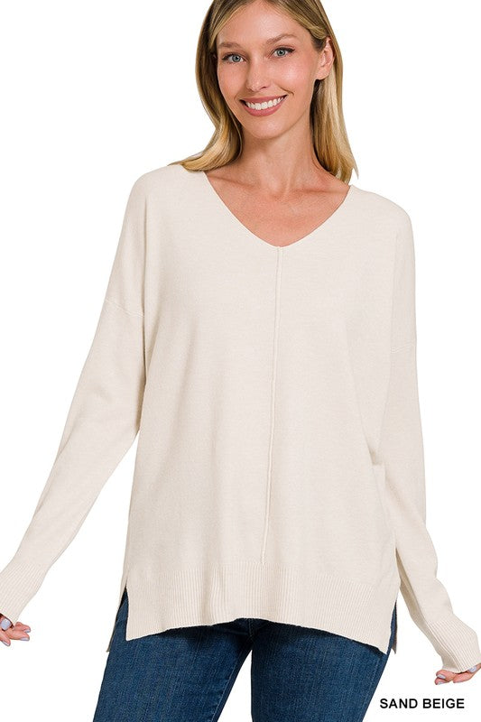 Garment Dyed Front Seam Sweater: Effortless Elegance for Everyday Chic