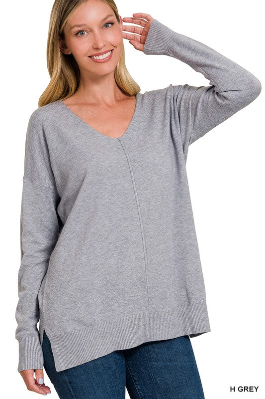 Garment Dyed Front Seam Sweater: Effortless Elegance for Everyday Chic