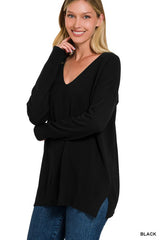 Garment Dyed Front Seam Sweater: Effortless Elegance for Everyday Chic