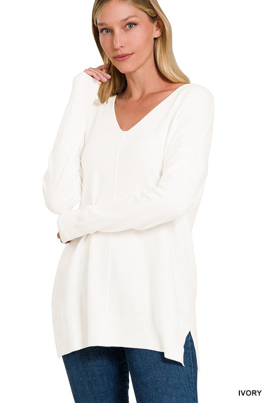 Garment Dyed Front Seam Sweater: Effortless Elegance for Everyday Chic