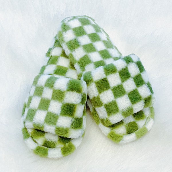 Cozy Checkered Lounge Slippers - Luxurious Comfort for Home