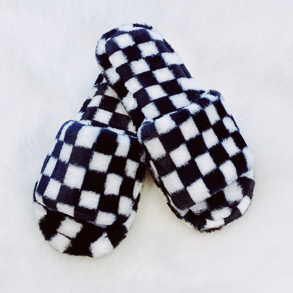 Cozy Checkered Lounge Slippers - Luxurious Comfort for Home