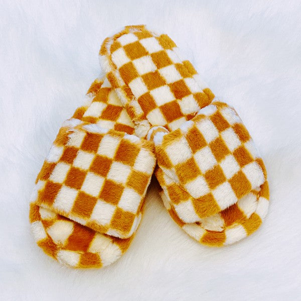 Cozy Checkered Lounge Slippers - Luxurious Comfort for Home