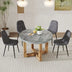 Modern Circular Dining Table Set with 4 Cushioned Chairs - MDF Top & Wooden Legs - CT-403 - Minihomy