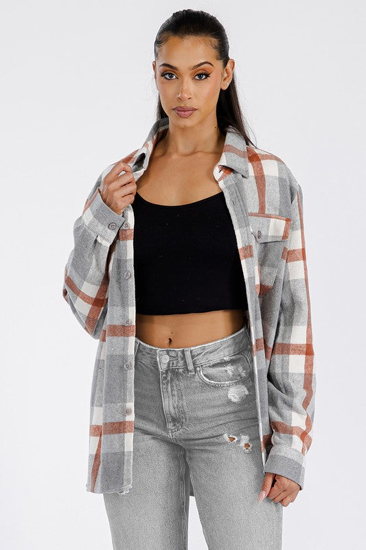 Boyfriend Oversized Soft Flannel Shacket for Women