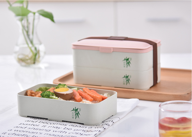 Eco-friendly bamboo 3-layer lunch box microwave safe bento - Minihomy