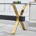 Modern Glass Dining Table with Gold Legs - 71"x35.4"x30" - Home & Office Desk 1105 - Minihomy