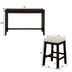 4-Piece Rustic Counter Height Dining Set with Stools & Socket - Brown - TOPMAX - Minihomy