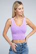 2-Way Neckline Washed Ribbed Cropped Tank Top - Minihomy