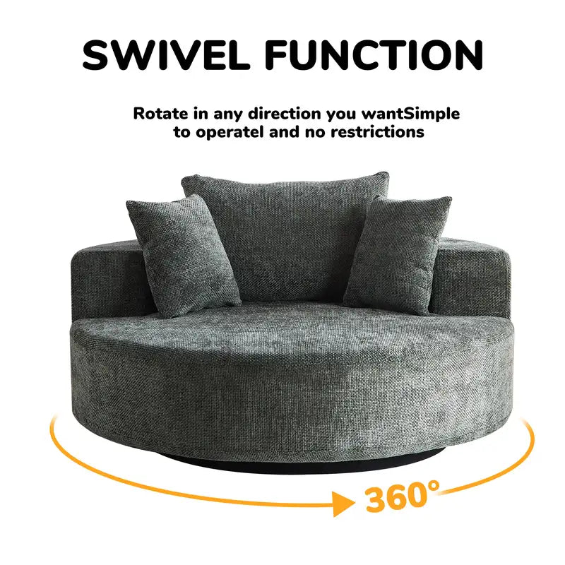 55" Chenille Swivel Sleeper Chair: Fluffy Modern Recliner