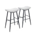 Counter Height Bar Stools Set of 2 - Linen Upholstered with Footrest, Beige Gray & Pale Blue - Minihomy