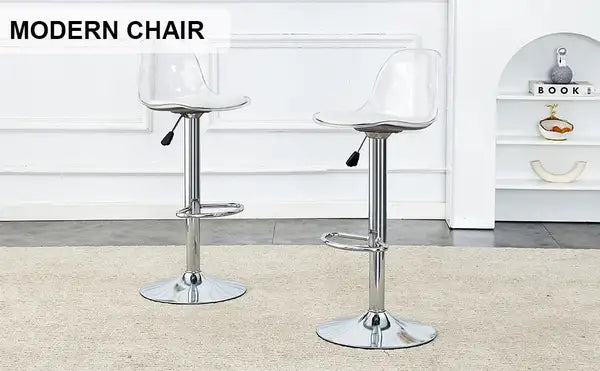 Modern Bar Stools Set of 2 | Swivel & Adjustable Height | PU Seats & PET Backrest - Bar, Restaurant, Counter Seating - Minihomy