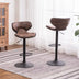 Masaccio Brown Swivel Barstools with Chrome Base - Set of 2 - Adjustable Airlift - Minihomy