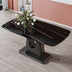 Black Marble Dining Table | Modern Minimalist U-Shaped Legs 63" x 35.4" x 30" - Minihomy