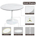 106cm Round Tulip Dining Table in White Marble - White - Minihomy