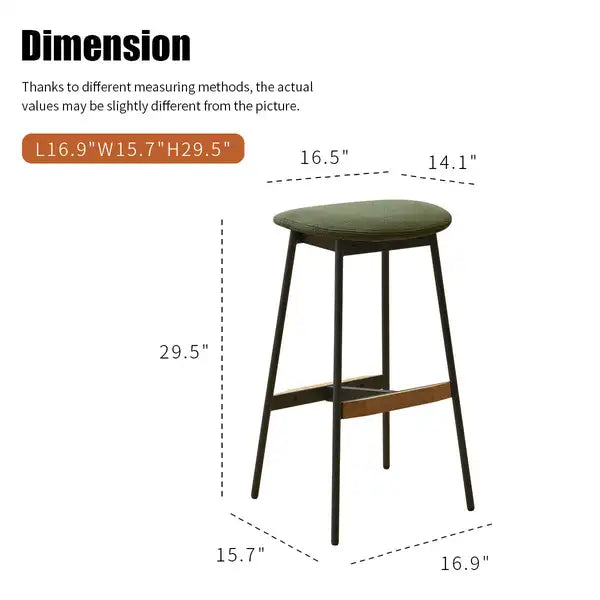 Modern Bar Stools Set of 2 - Comfortable & Stylish Counter & Bar Height, Soft Fabric, Backless Kitchen Dining Room Chairs - Minihomy